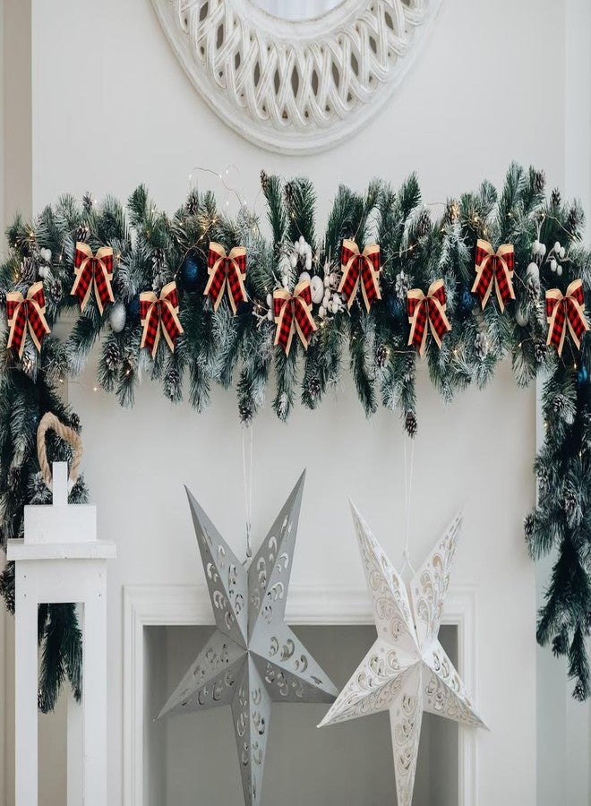 Threetols 10PCS Christmas Wreath Bows, Red Black Buffalo Plaid Bows for Wreath Farmhouse Bows for Front Door Winter Red Bows Christmas Tree Bows for Wedding Indoor Outdoor Xmas Decorations - Image 4